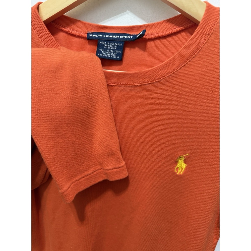 Ralph Lauren Sport Long Sleeve Crewneck Orange Size M 100% Cotton - Picture 3 of 8